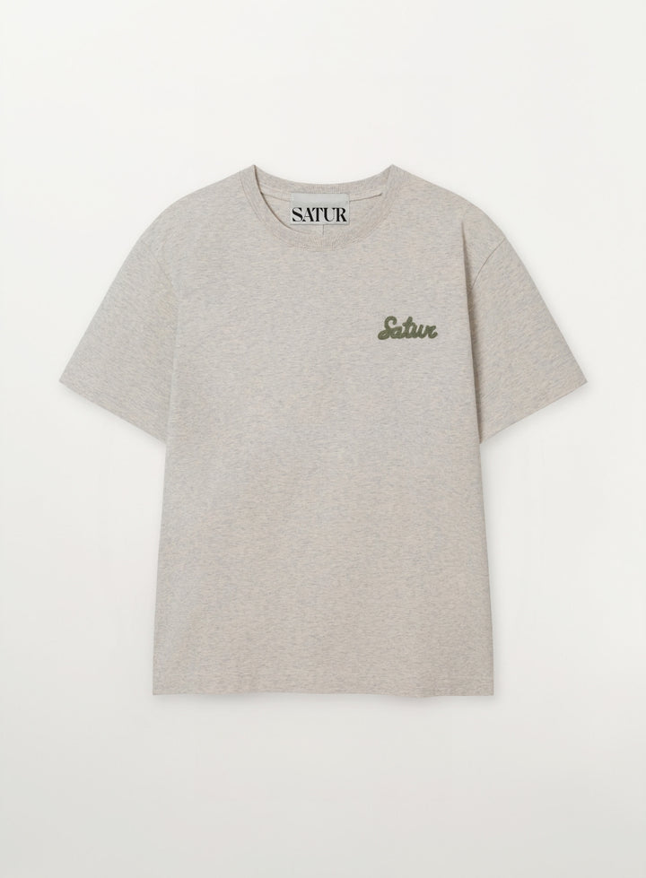 Satur Flowing Small Logo T-Shirt - Oatmeal