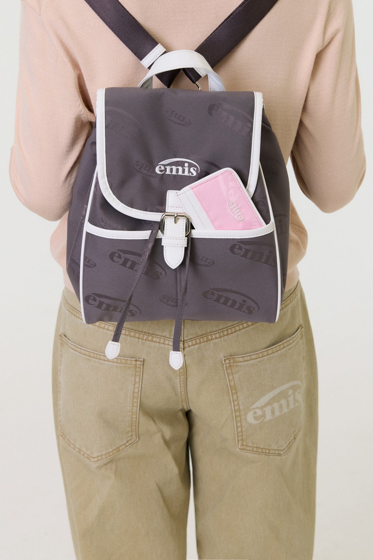Emis Logo Jacquard Backpack-Brown