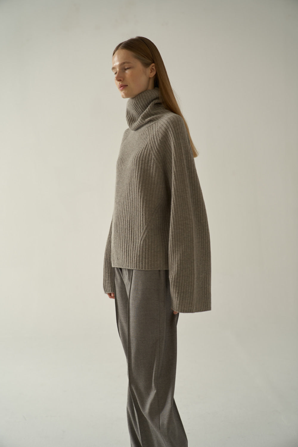 Facade Pattern Cashmere Turtleneck Knitwear ash grey
