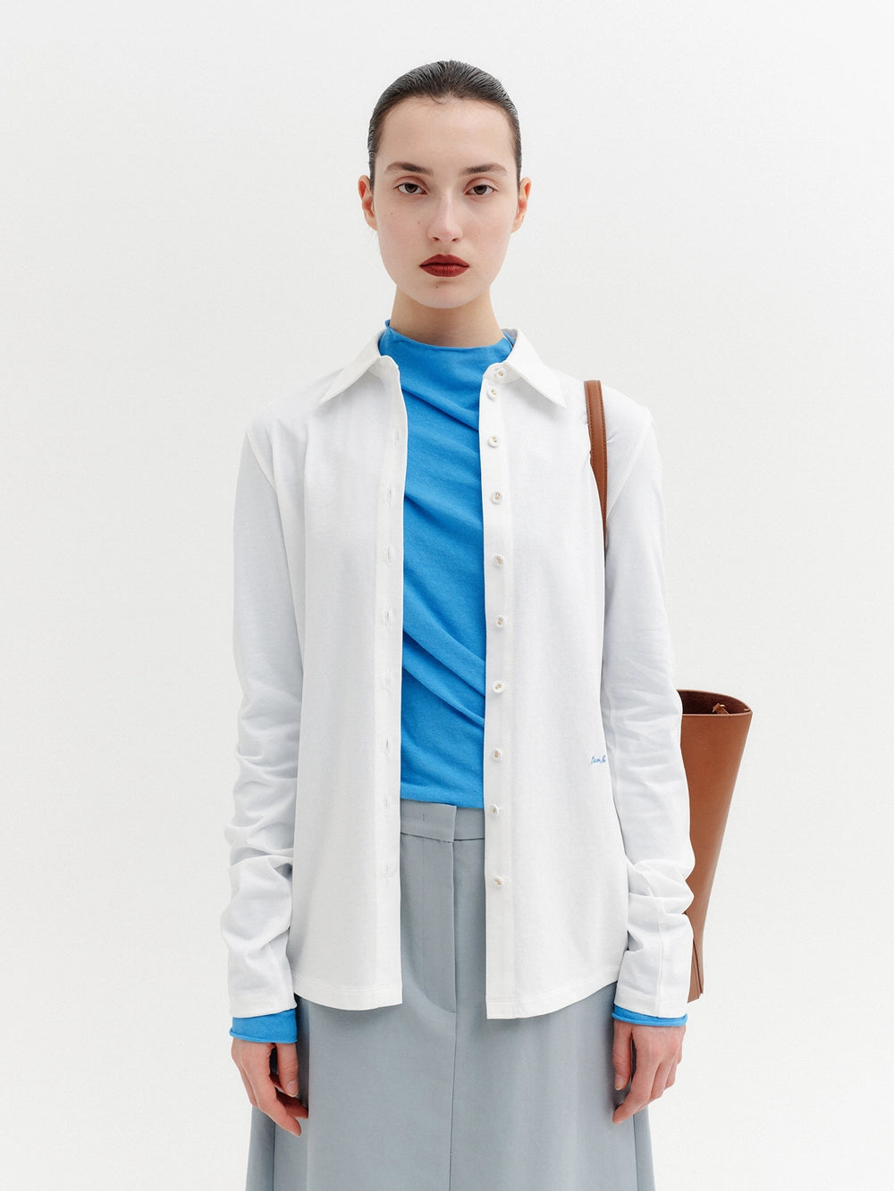 EENK Asymmetric Twist Long-Sleeve T-shirt - Blue