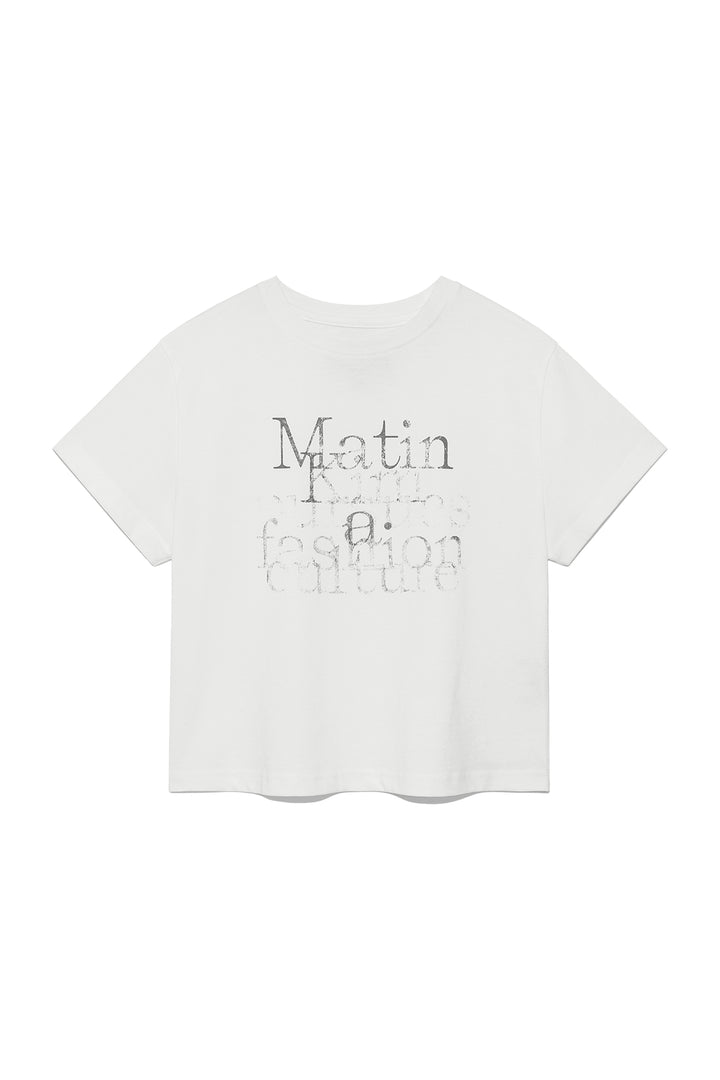 Matinkim Dusty Typo Graphic Crop Top IN White