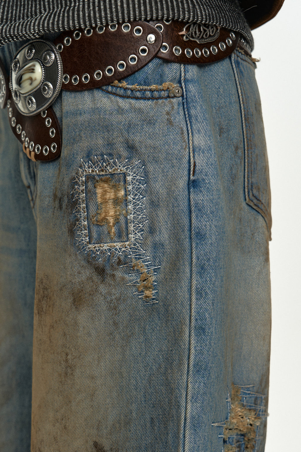Andersson Bell Unisex Destroyed Wide-Leg Jeans