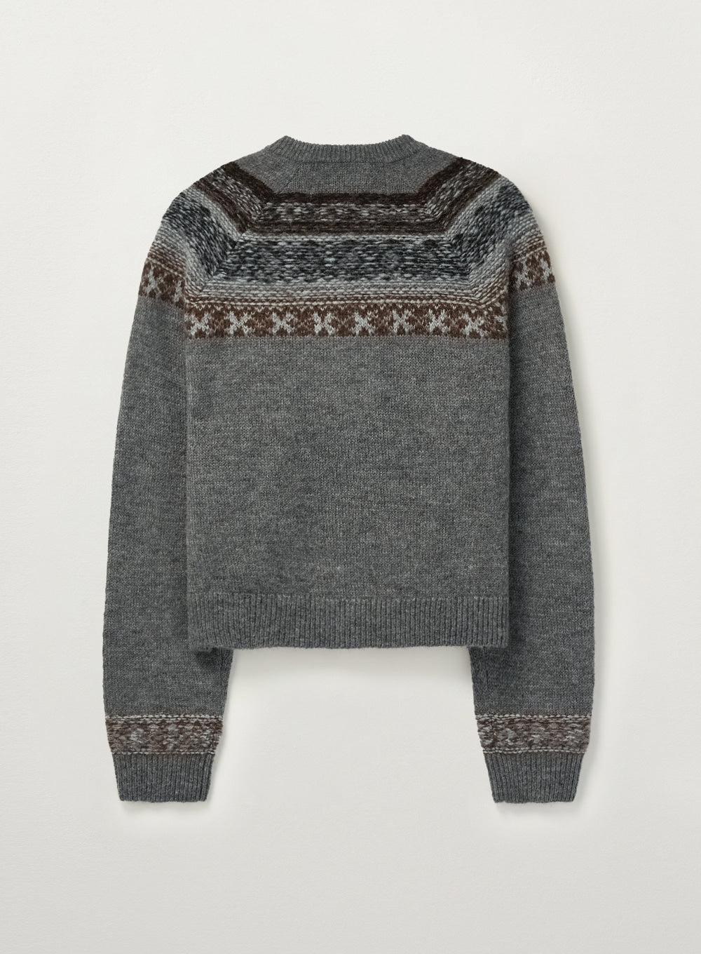 [satur] (W) Nordic Reverse Knit Cardigan - Charcoal