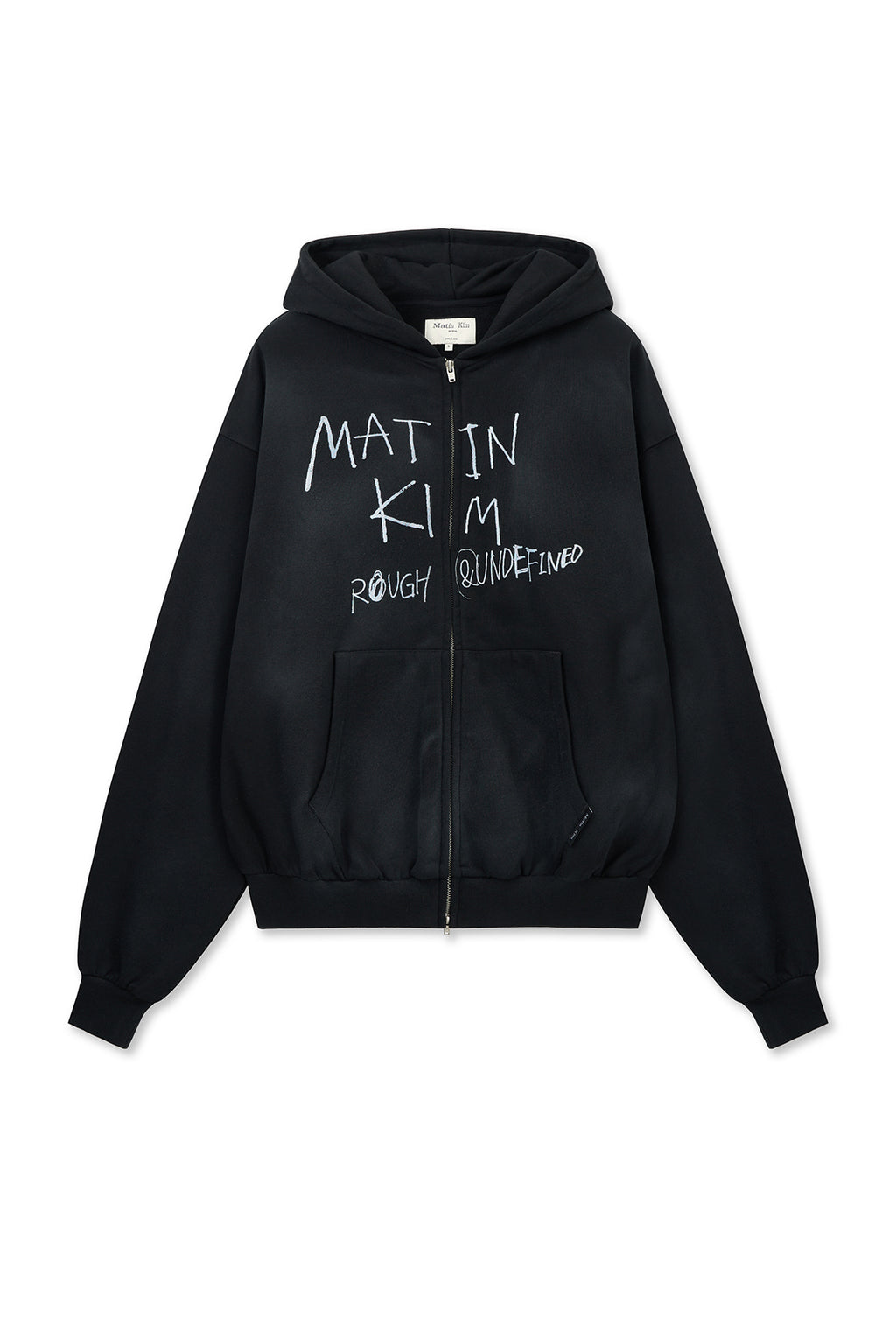 Matinkim Vintage Washed Graffiti Hoody Zip UP IN Black