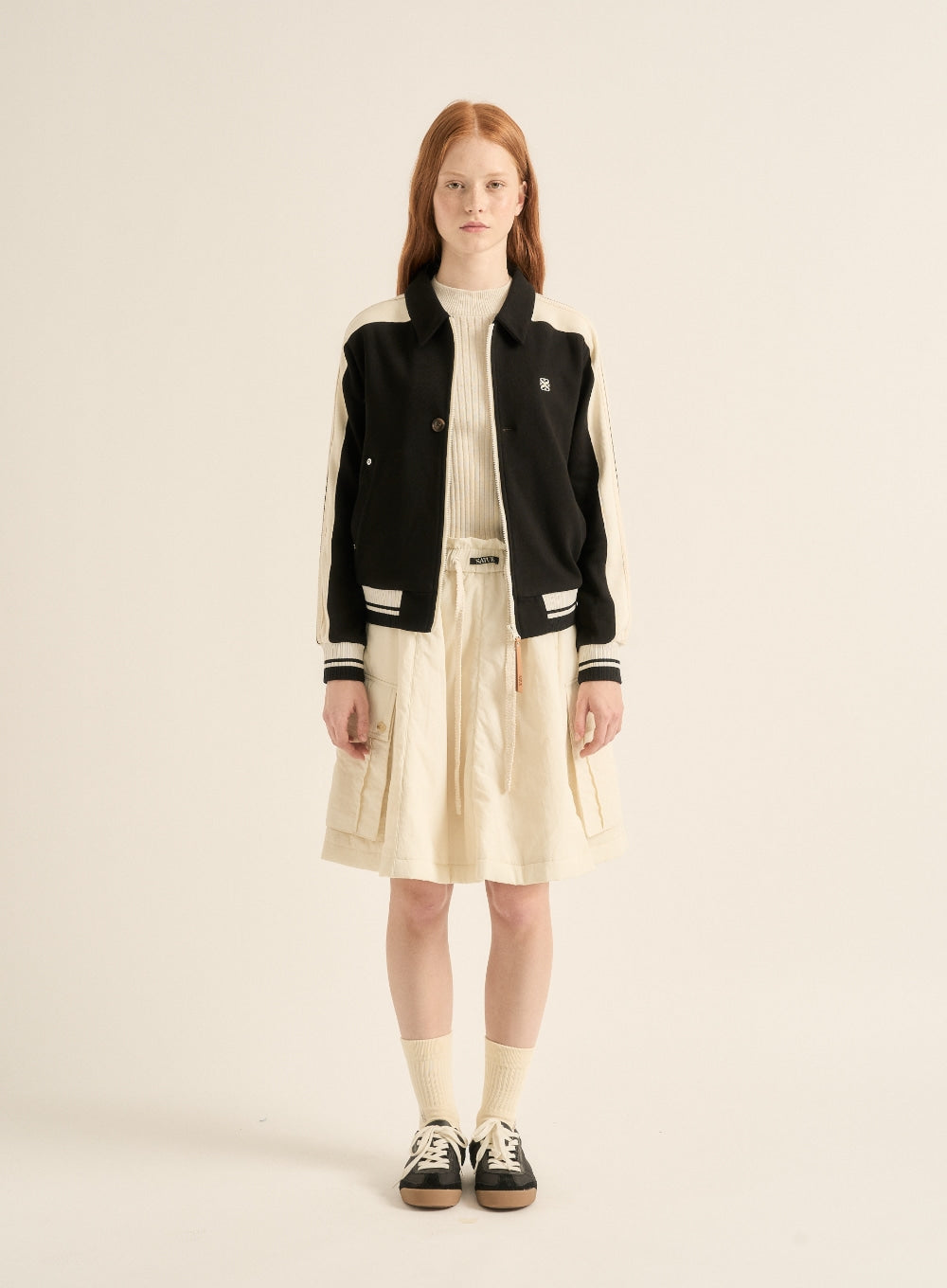 [satur] (W) Lawton Collar Track Zip-Up Jacket - Caviar Black