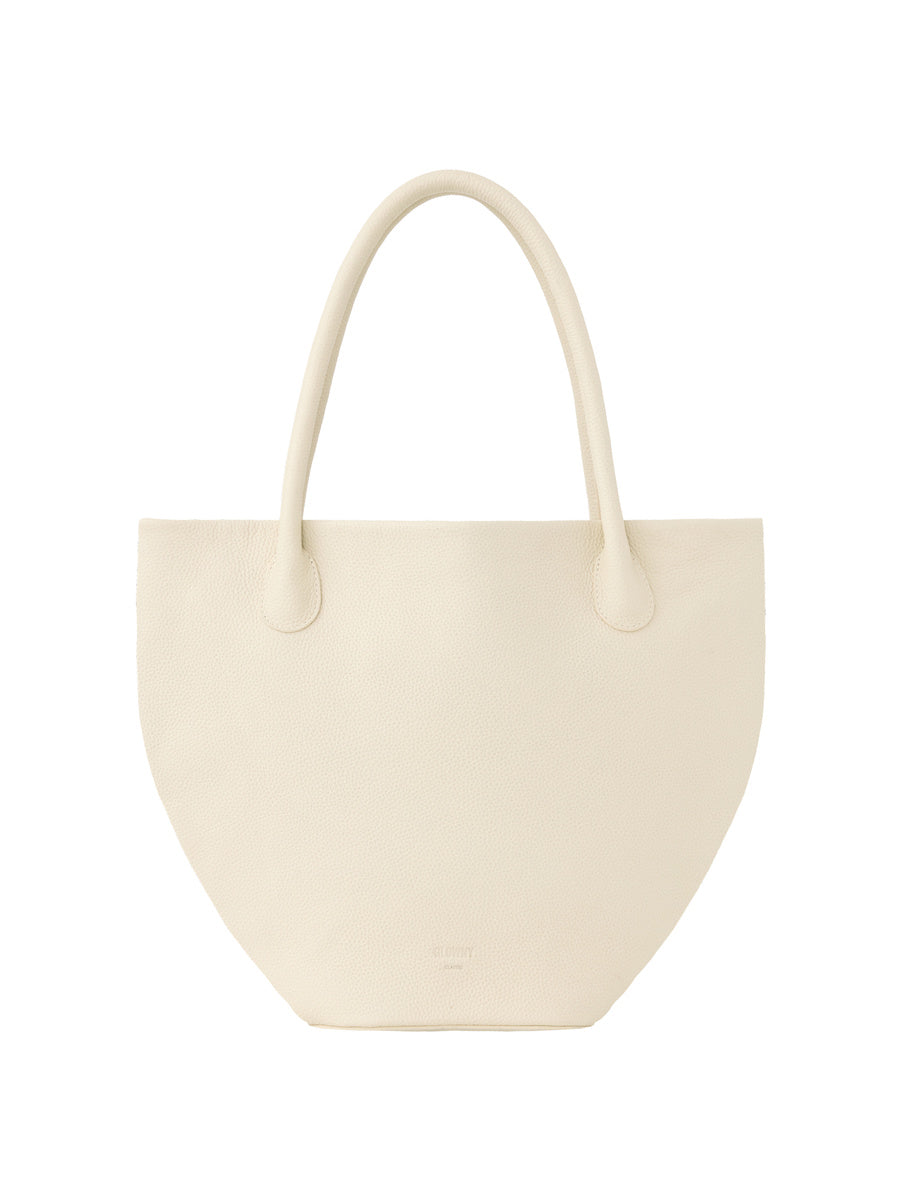 GLOWNY Half Moon Leather Tote Bag (Ivory)