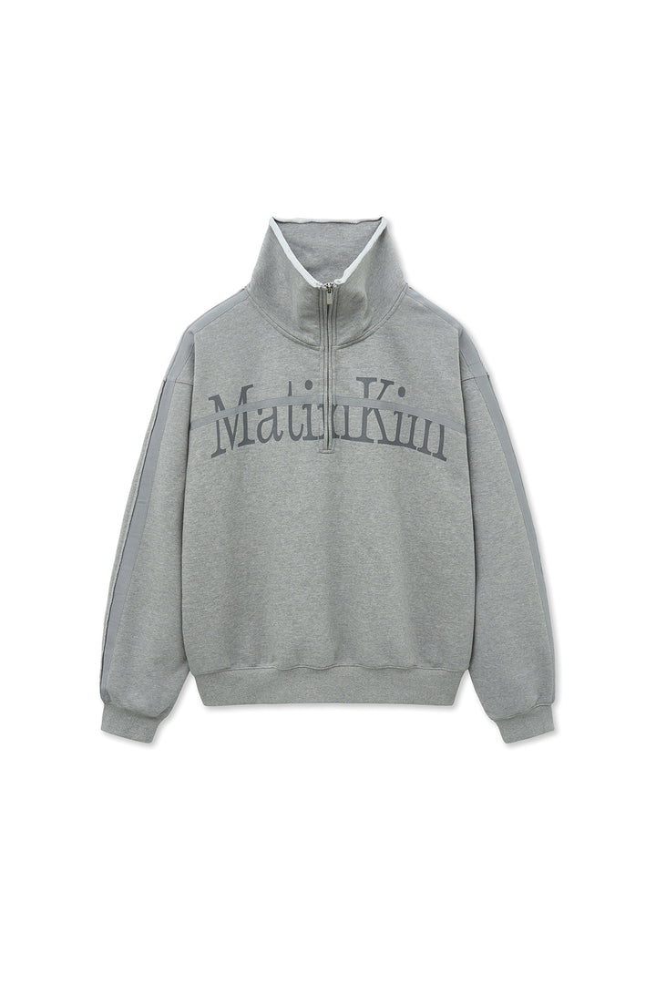 Matinkim Cut Out Half Zip Sweatshirt For Men IN Grey