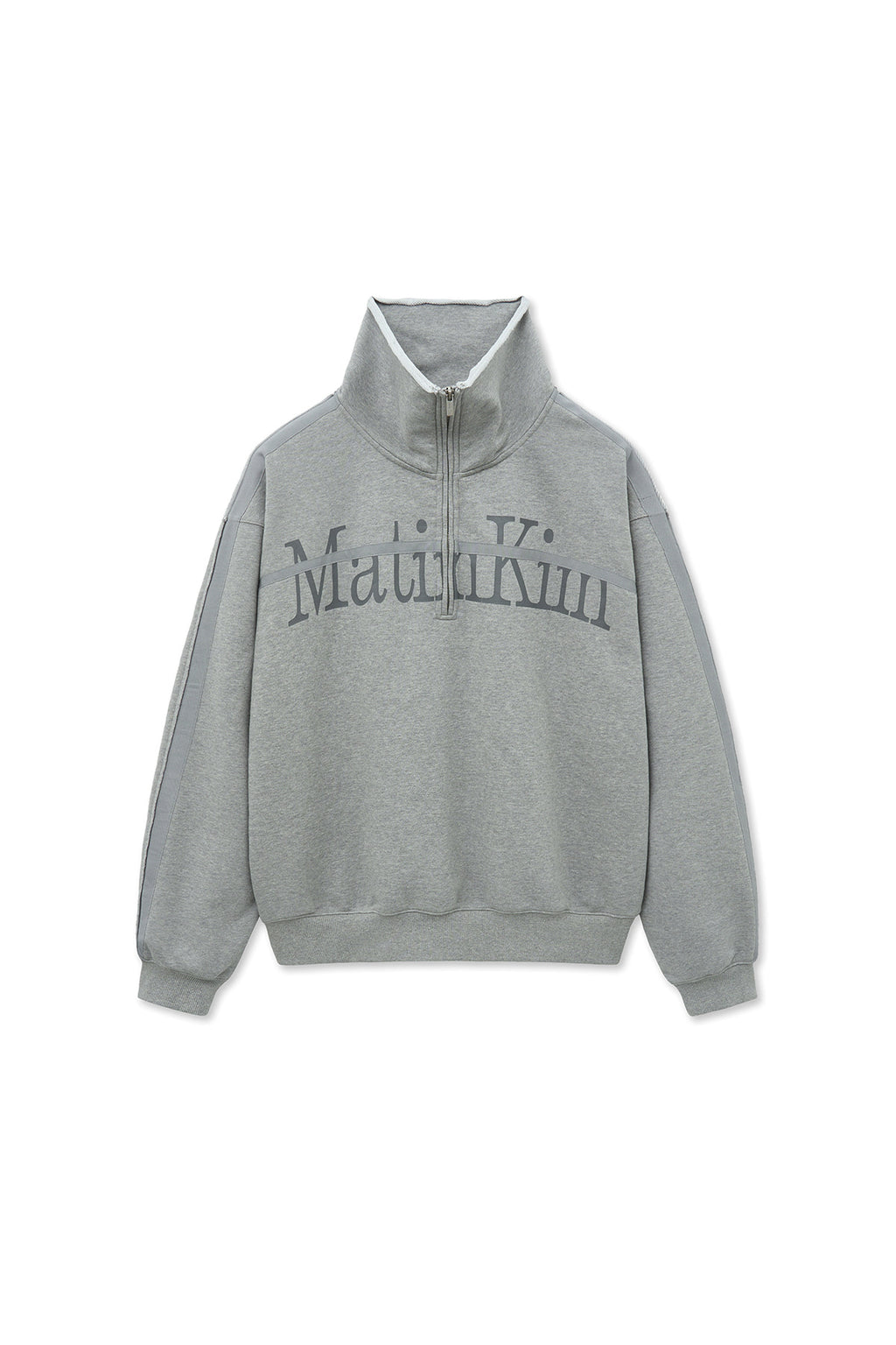 Matinkim Cut Out Half Zip Sweatshirt For Men IN Grey