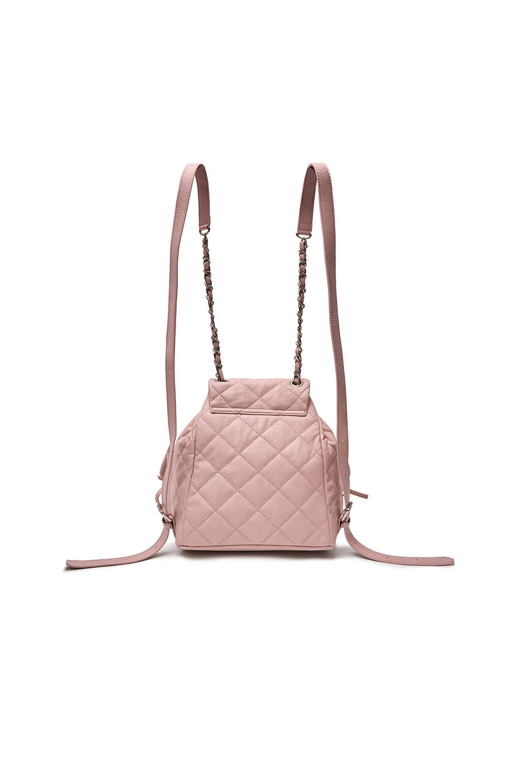 Matinkim Double Pocket Quilting Mini Backpack IN Pink