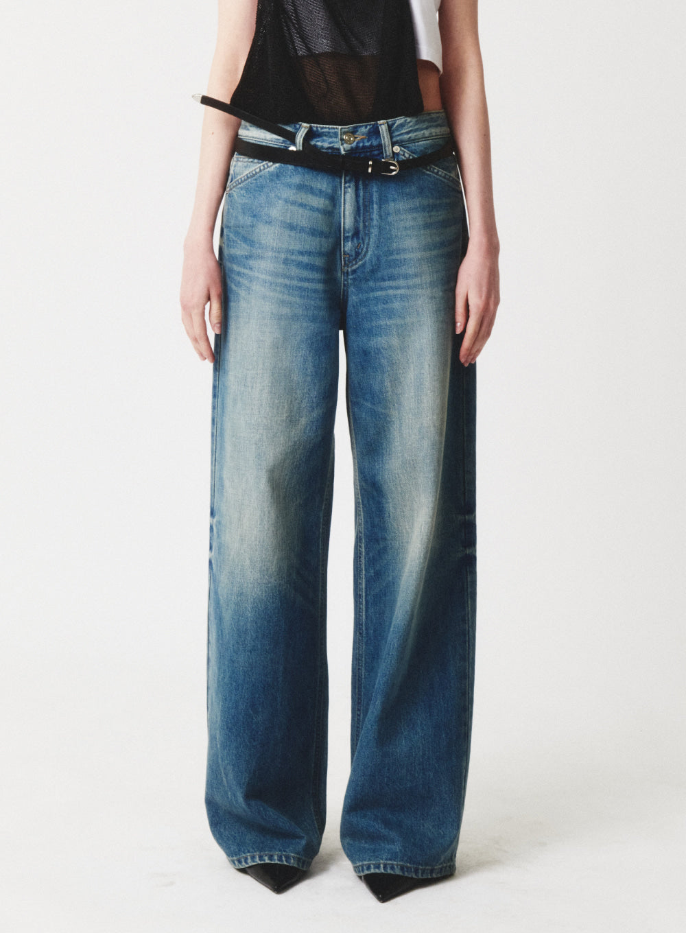 [satur] (W) Layne Midrise Straight Denim Pants - Union Washed Blue