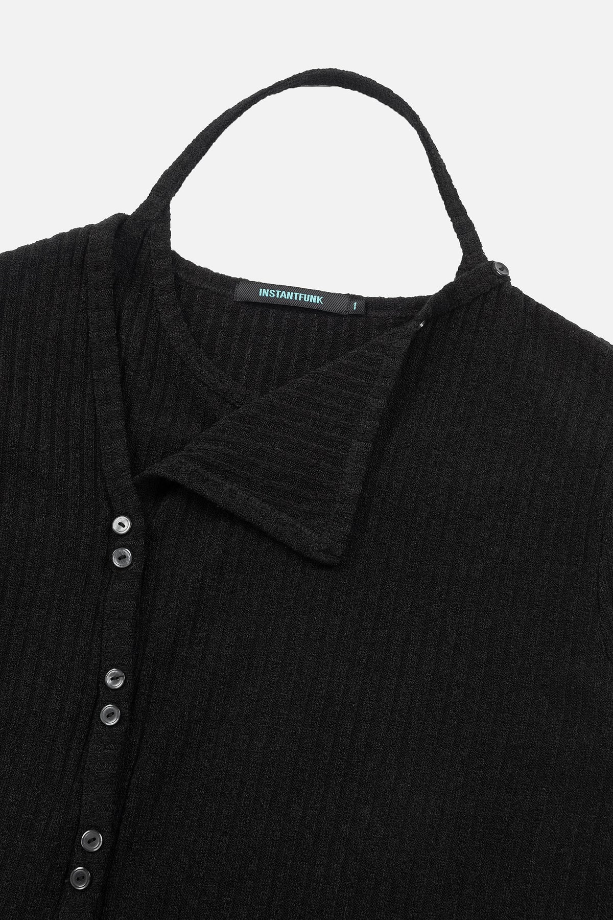 Instantfunk Rib Halter Cardigan Set Up - Black