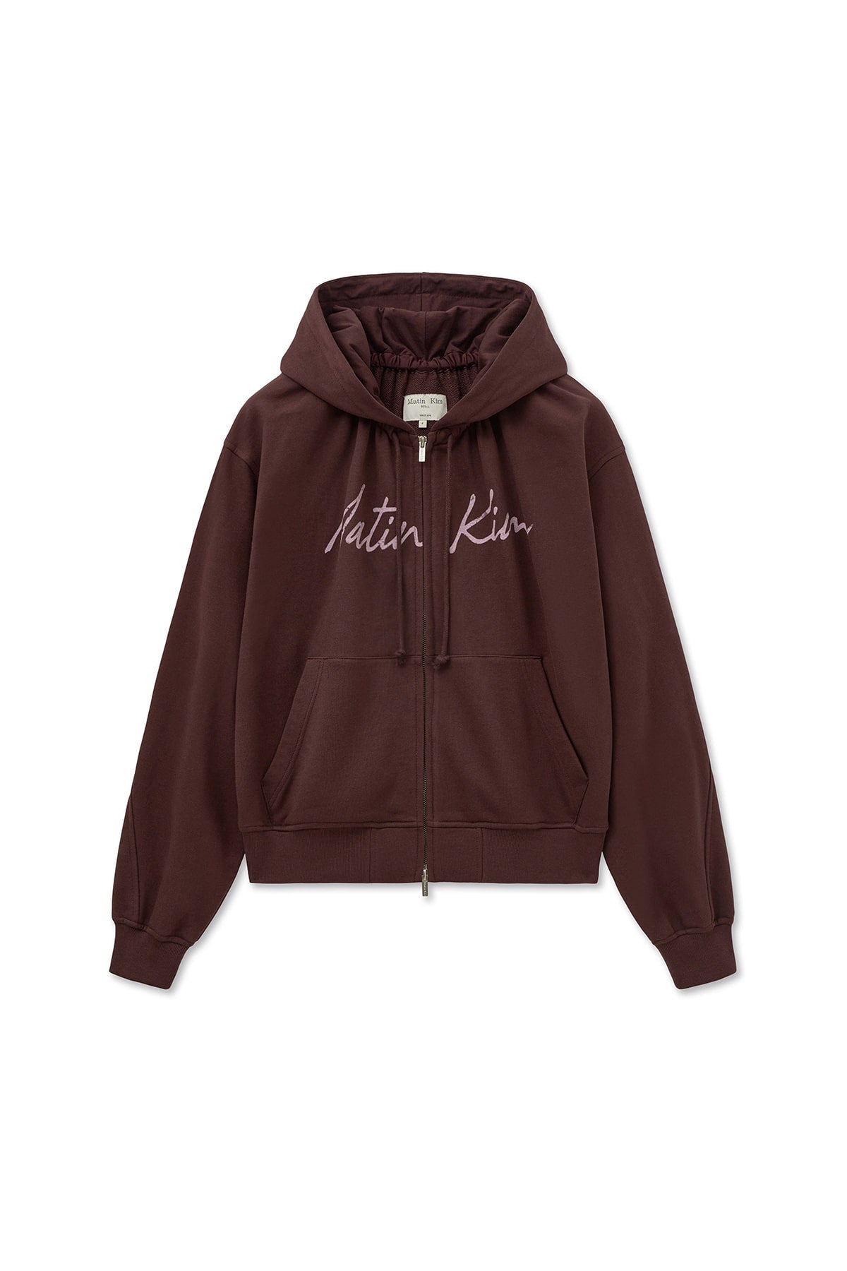 [matinkim] Drawstring Point Zip UP Hoody IN Burgundy