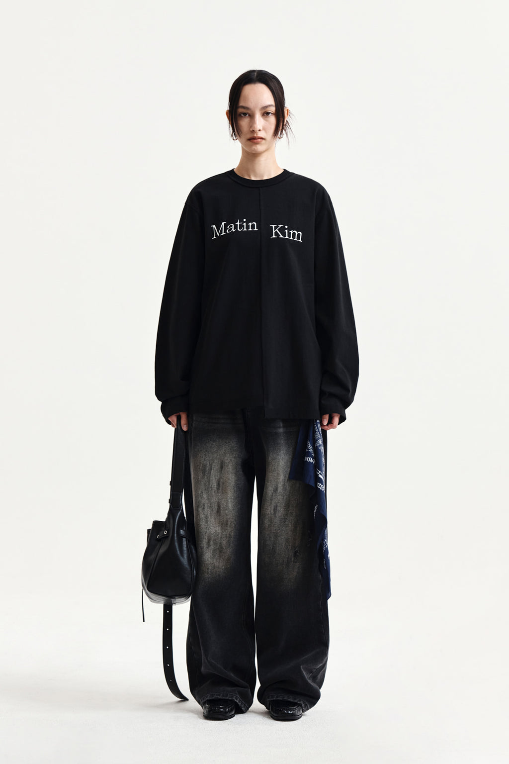 Matinkim Vintage Dirty Washed Denim Pants IN Black