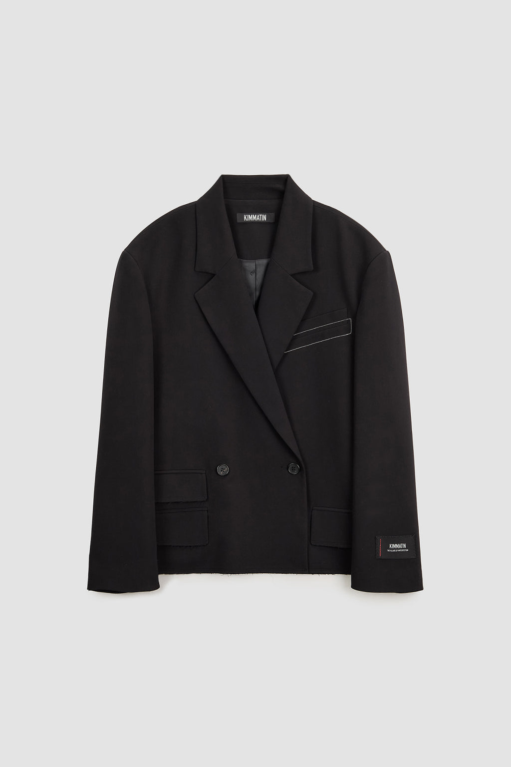 [matinkim] Oversize Low Edge Crop Jacket IN Black
