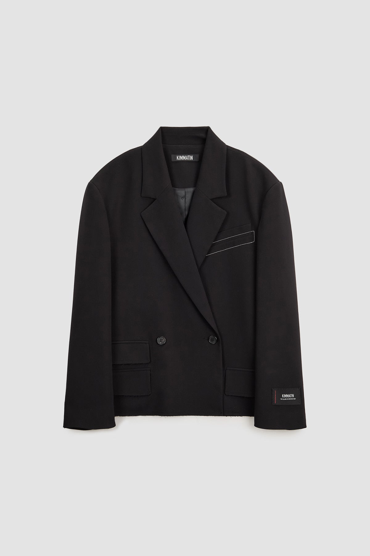 [matinkim] Oversize Low Edge Crop Jacket IN Black