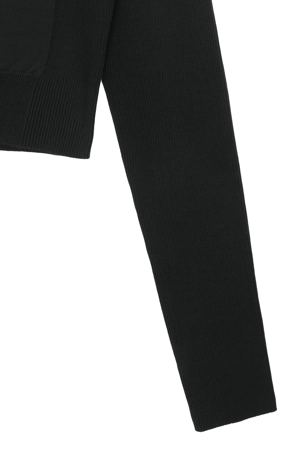 [matinkim] LOGO POINT JACQUARD KNIT CROP TOP IN CHARCOAL