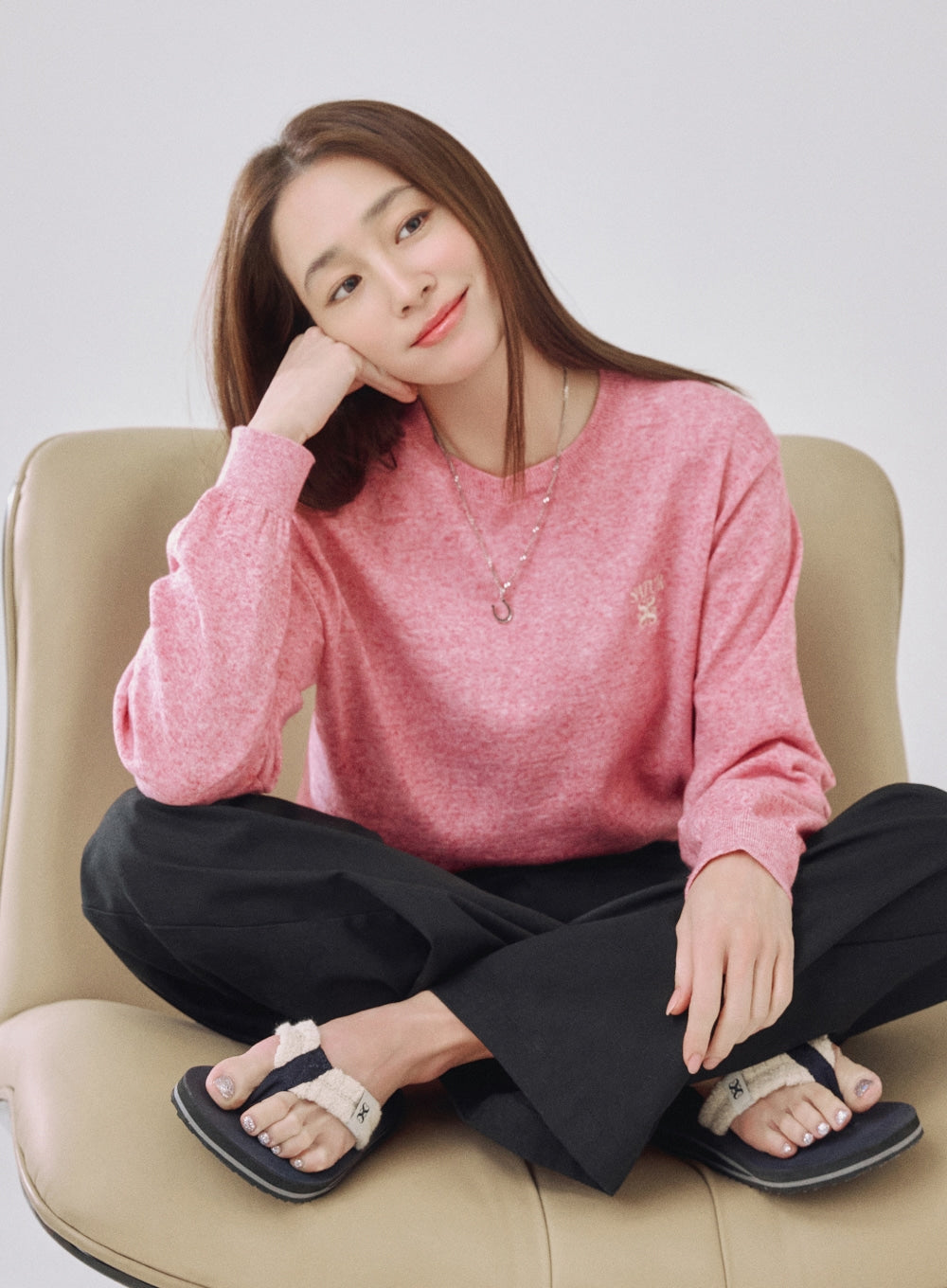 [SATUR] Cotton Curved Pants - Black