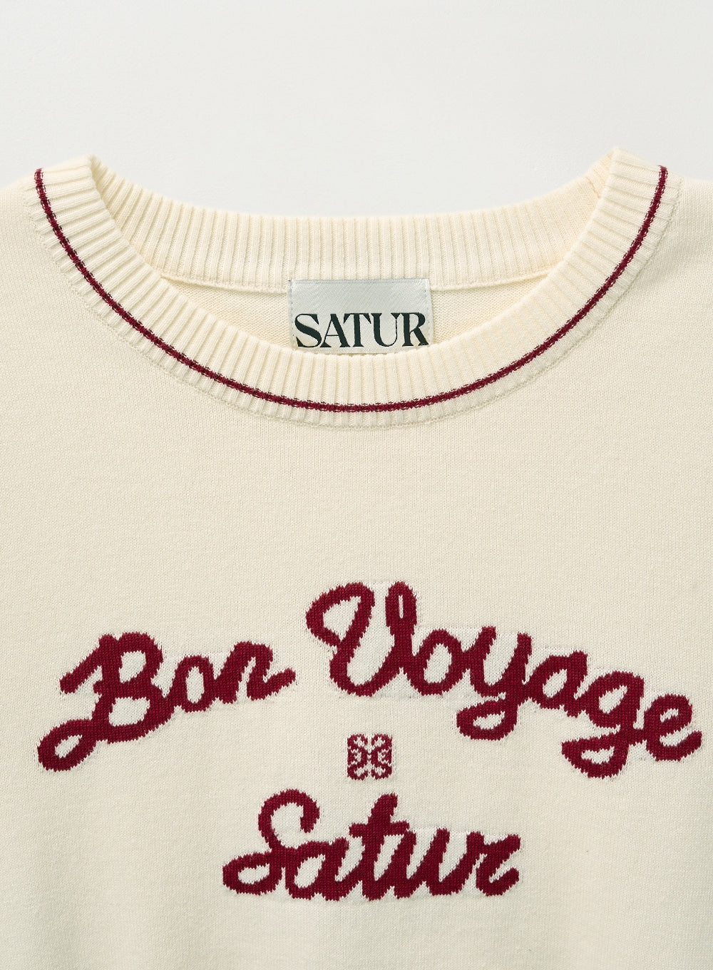 [satur] (W) Bon Voyage Puff Knit - Cream Burgundy