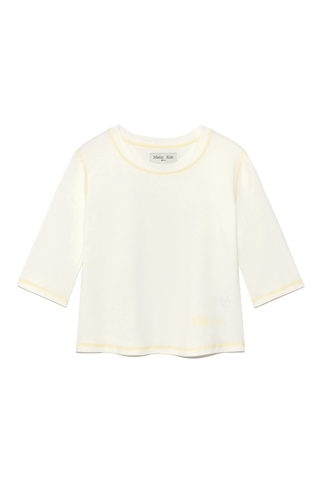 Matinkim Three Quarter Logo Slim Top IN White
