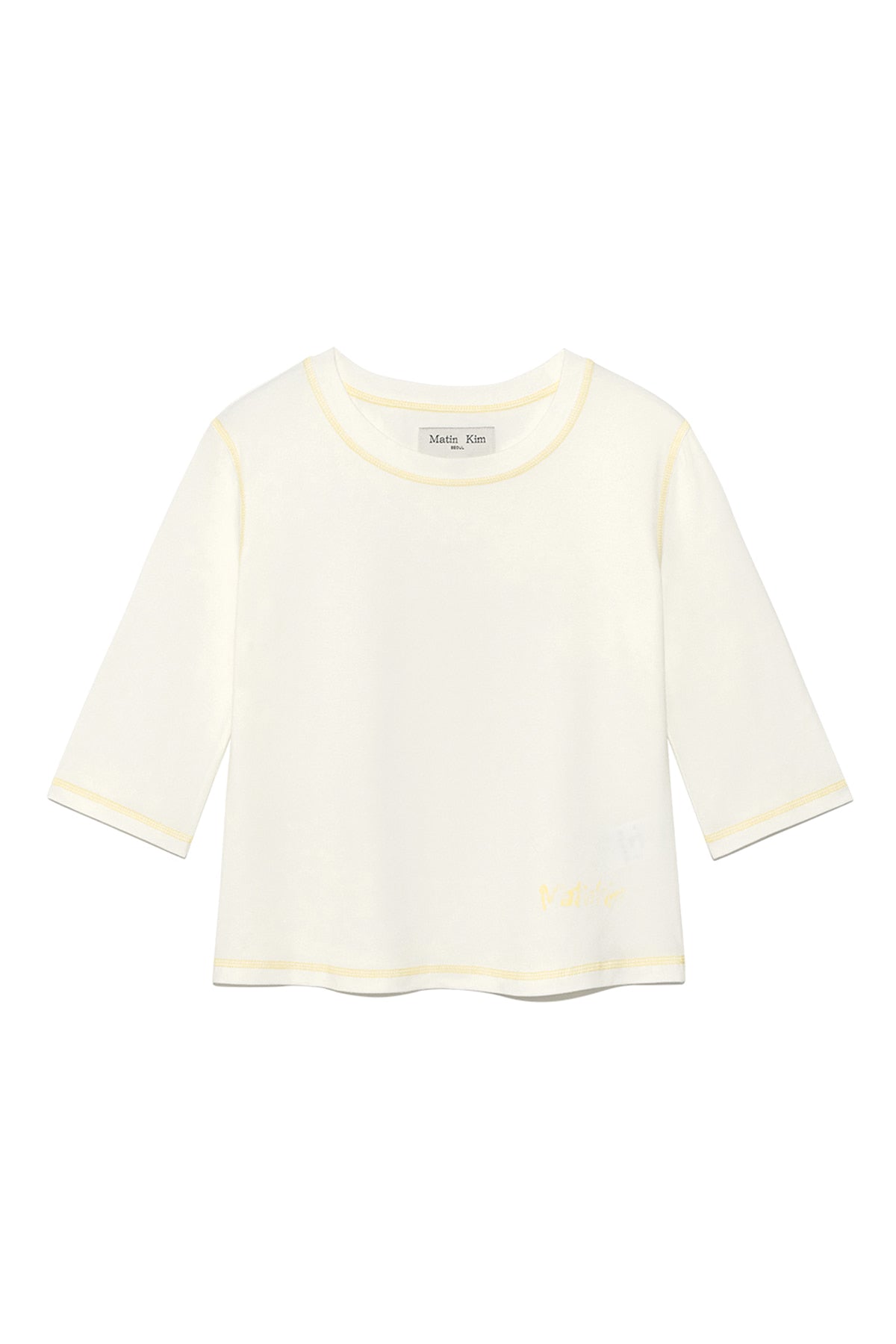 Matinkim Three Quarter Logo Slim Top IN White