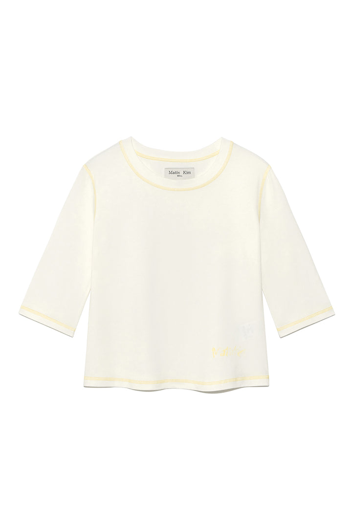 Matinkim Three Quarter Logo Slim Top IN White