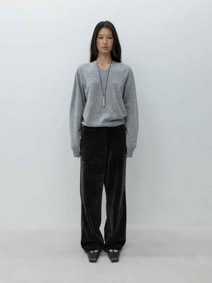 Low Classic Cashmere Blend Wholegarment V-Neck Knit Grey