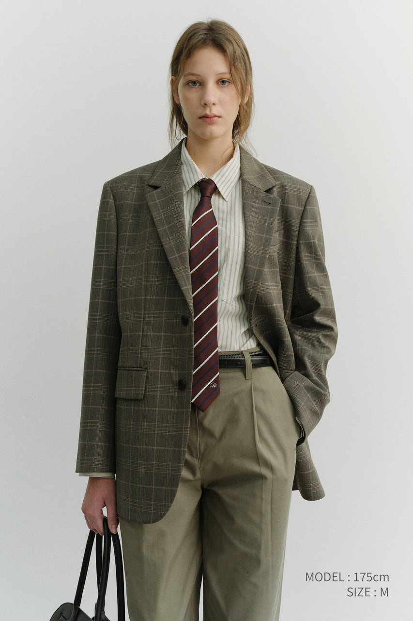 Dunst Unisex 2 Button Wool Blazer Grey Check