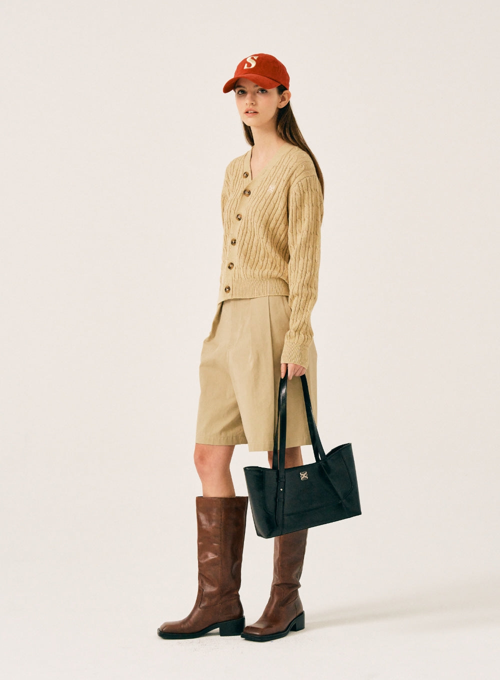 [satur] (W) Faro Over Size Cable Cardigan - Organic Beige