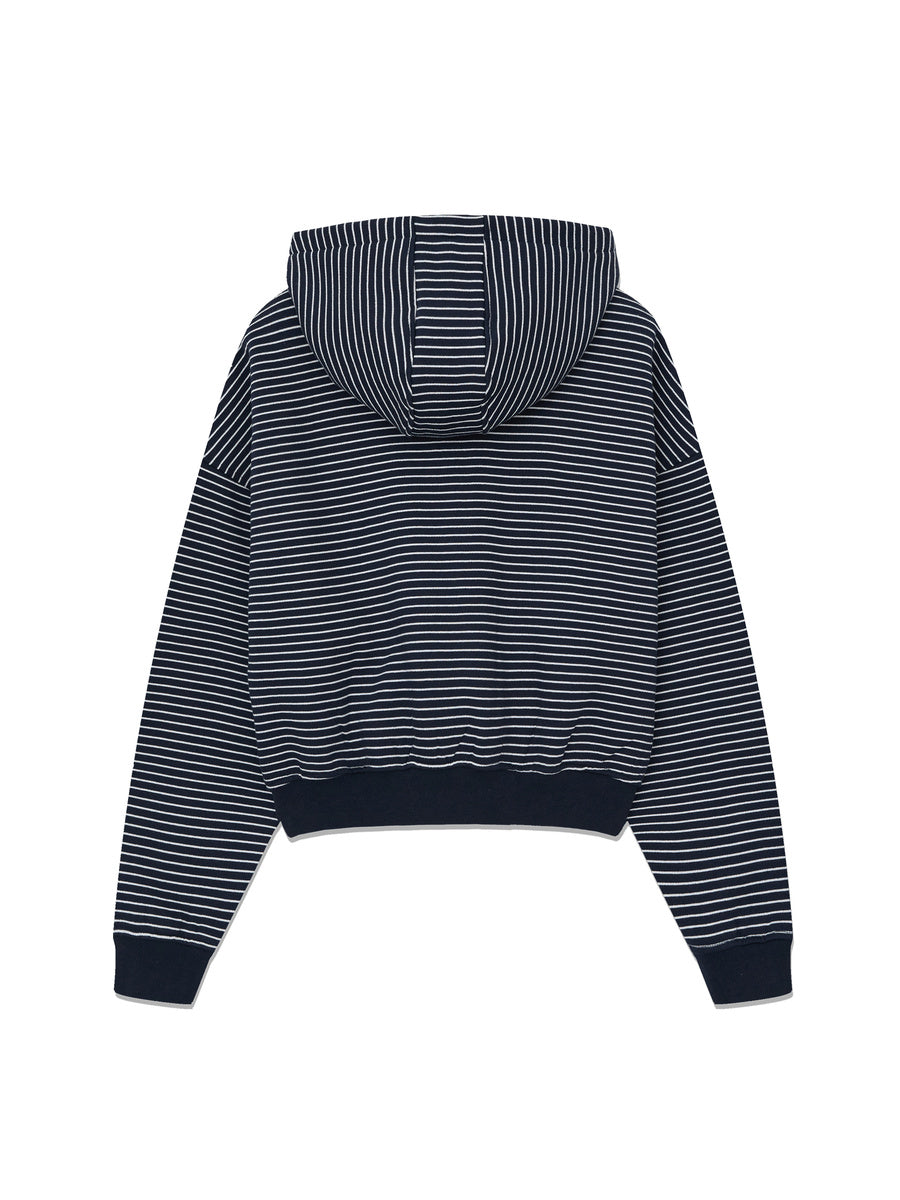GLOWNY G Warm Core Stripe Zip Hoodie (Navy Stripe)