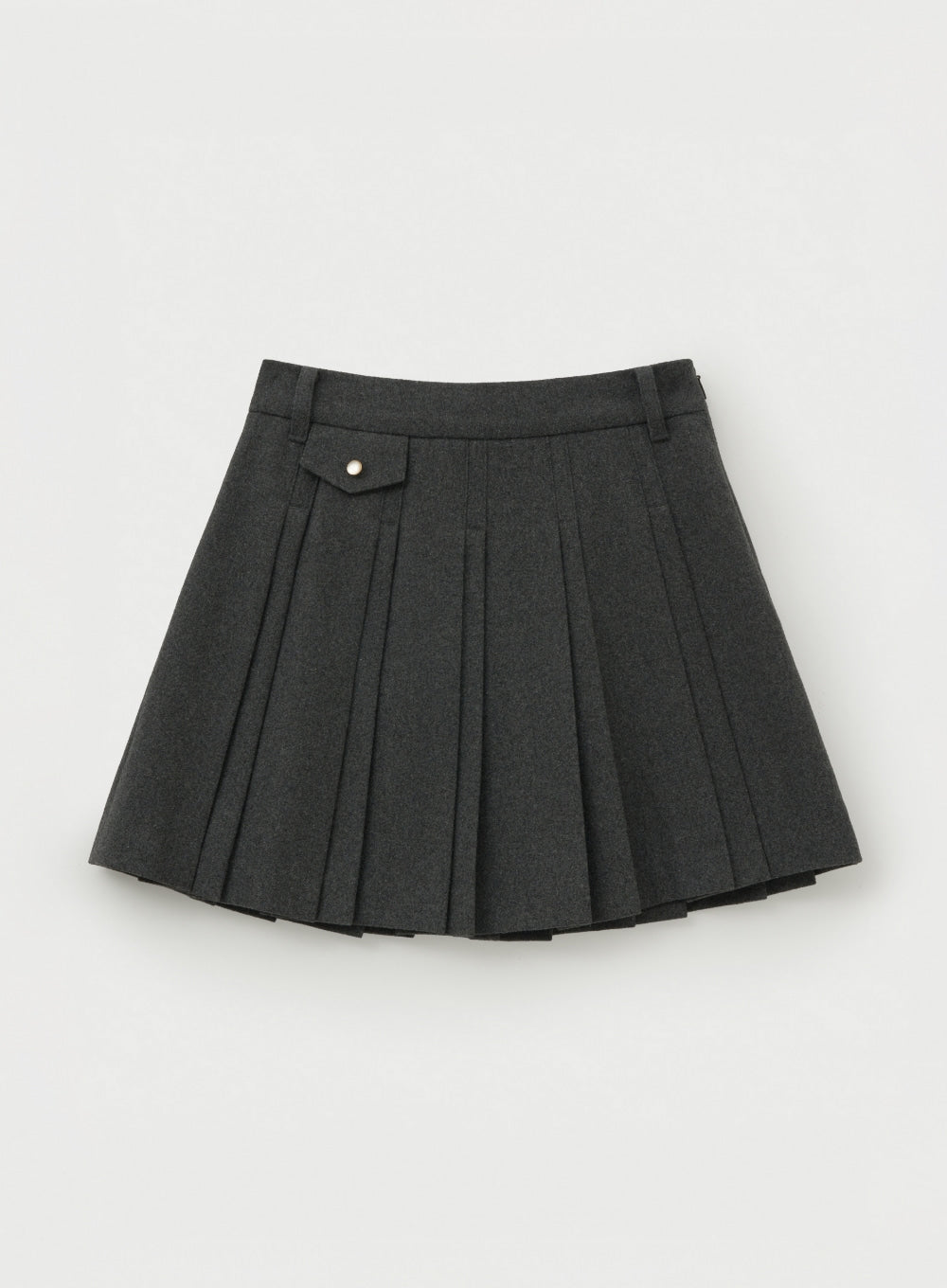 [satur] (W) Wool Blend Pleats Mini Skirt - Charcoal