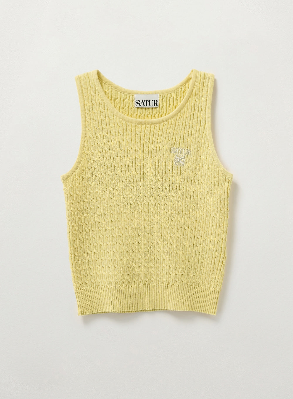 [satur] (W) Cable Knit Sleeveless Top - Yellow