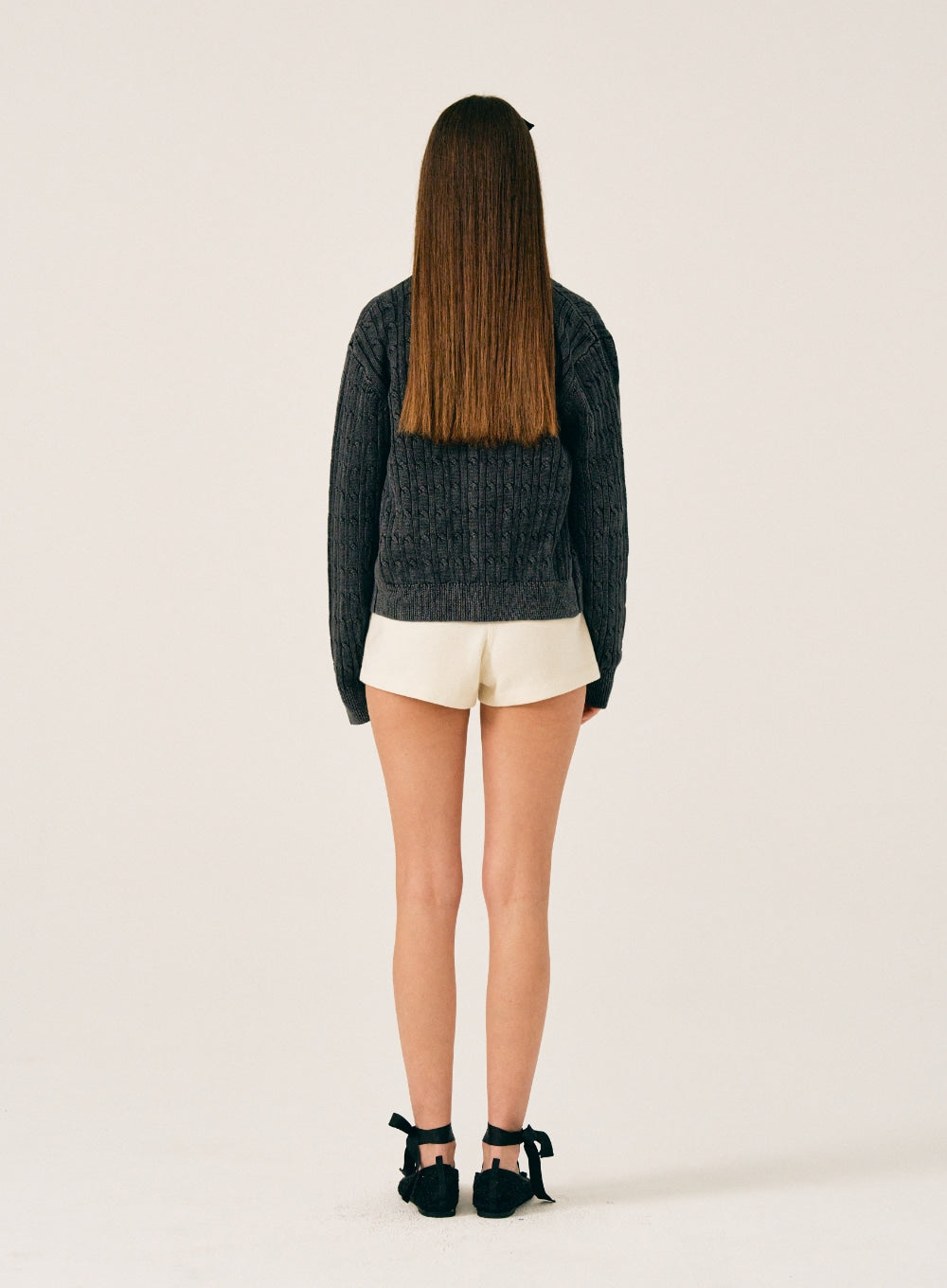 [satur] (W) Faro Over Size Cable Cardigan - Classic Black