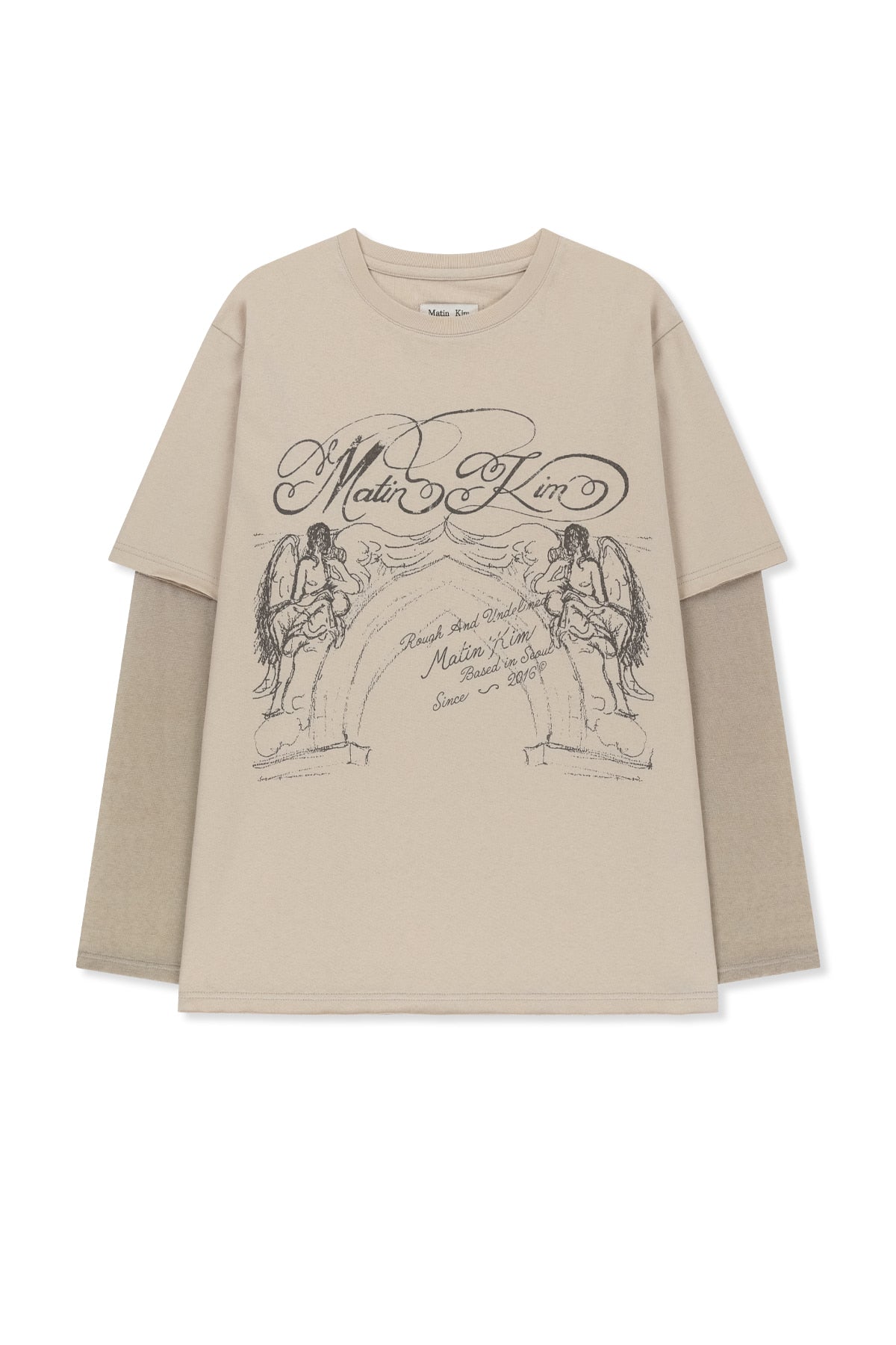 Matinkim Graffiti Artwork Layered Top IN Beige