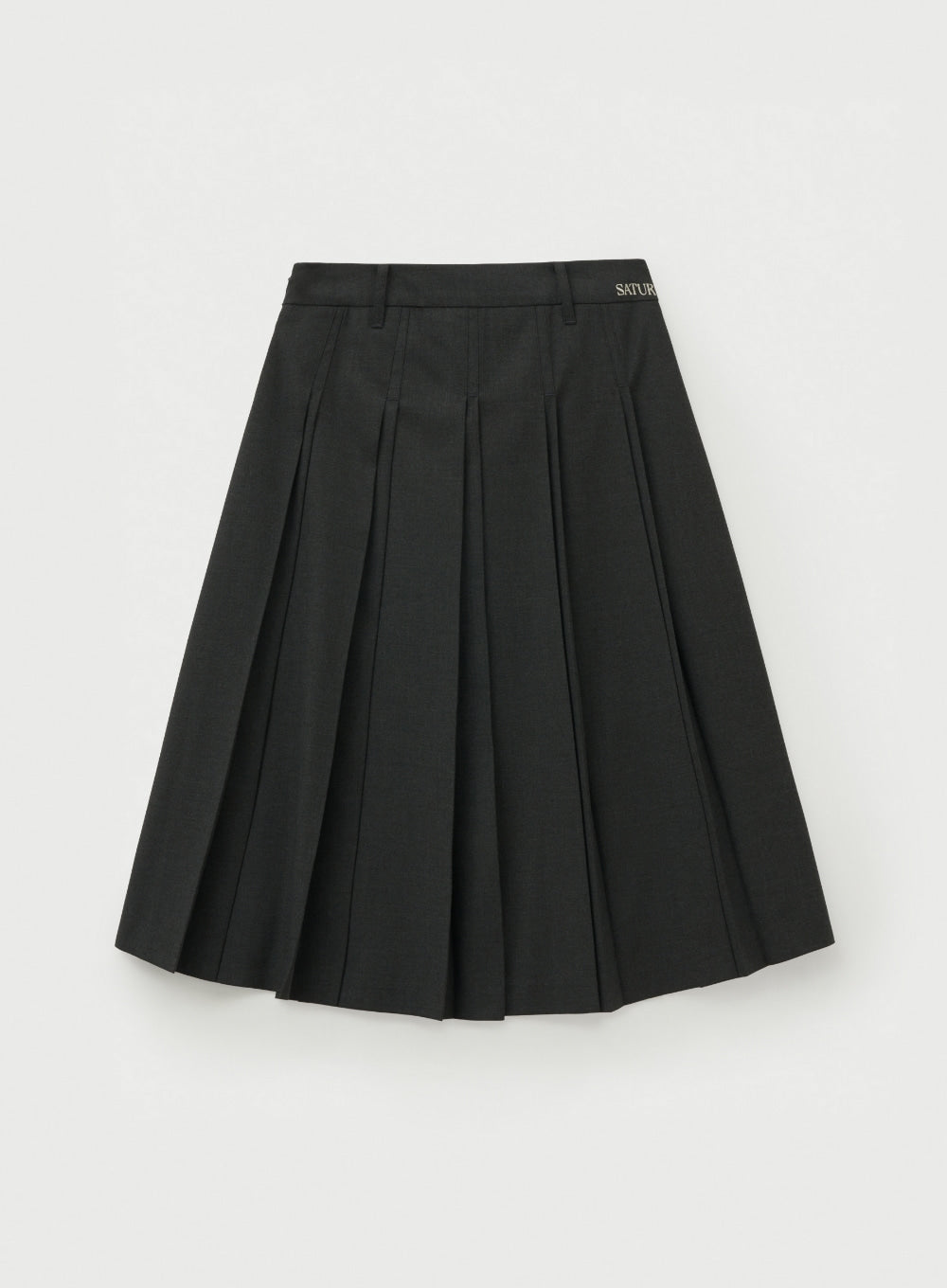 [satur] (W) Button Pleats Midi Skirt - Charcoal