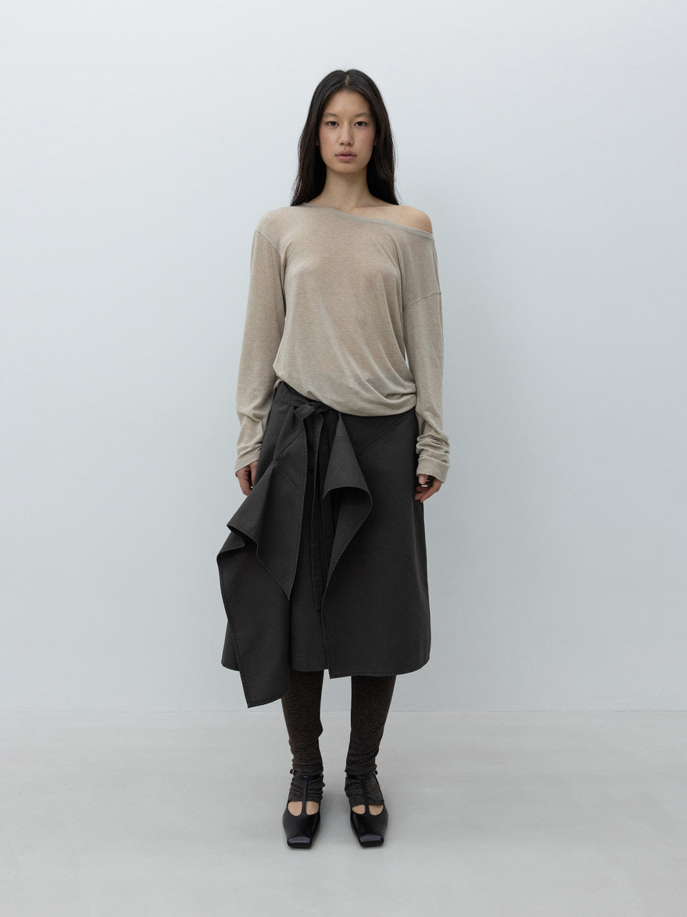 Low Classic Wool Tencel Long Sleeve T-Shirt Beige