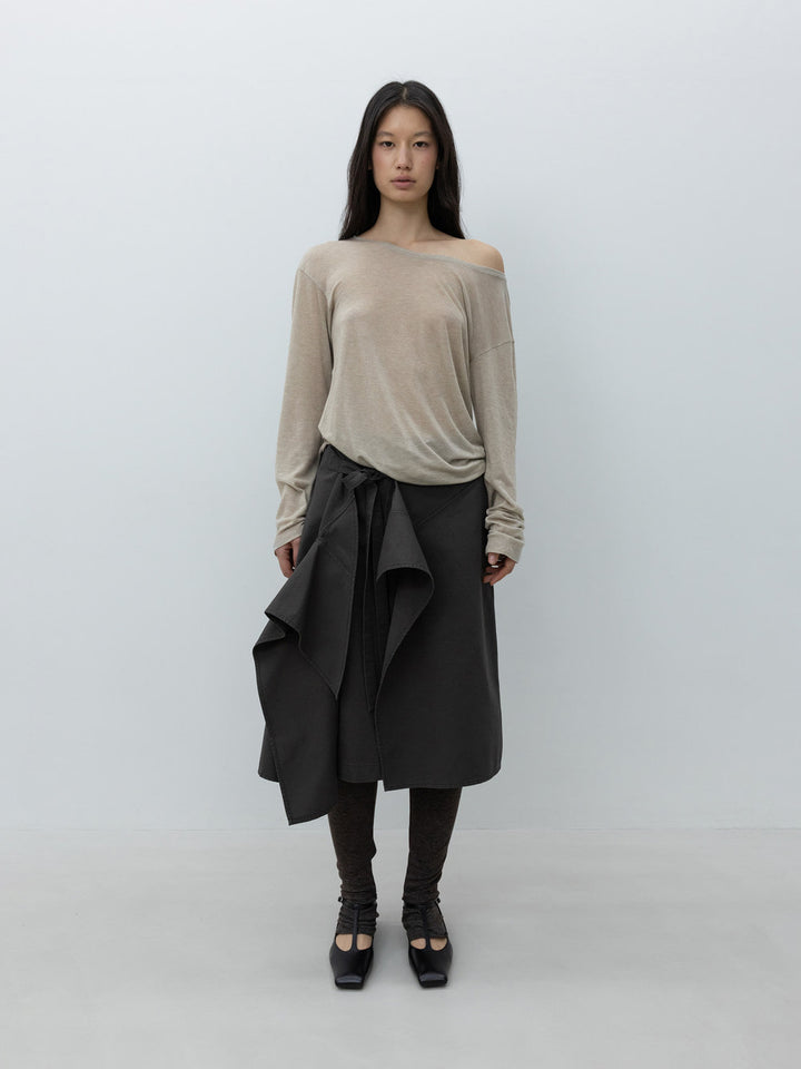 Low Classic Wool Tencel Long Sleeve T-Shirt Beige