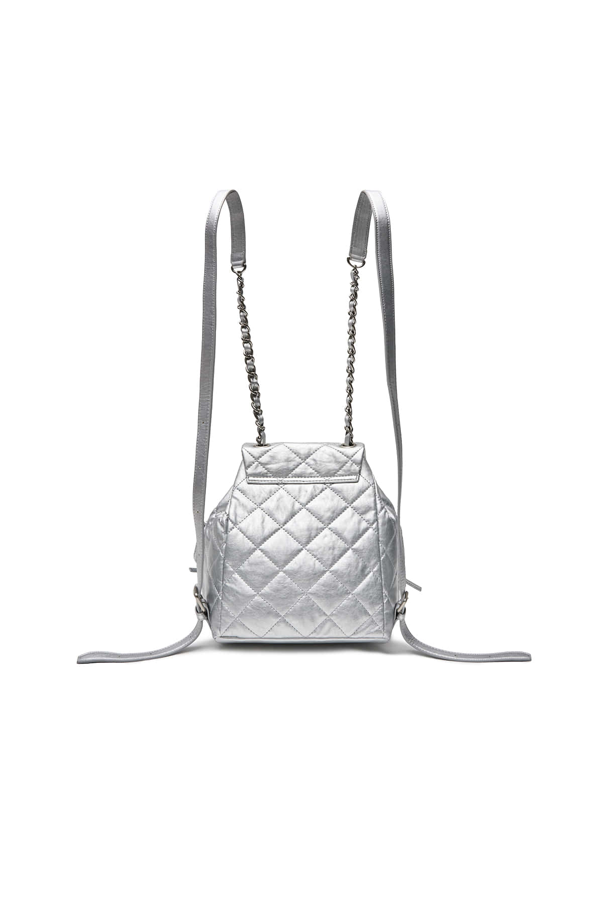 Matinkim Double Pocket Quilting Mini Backpack IN Silver