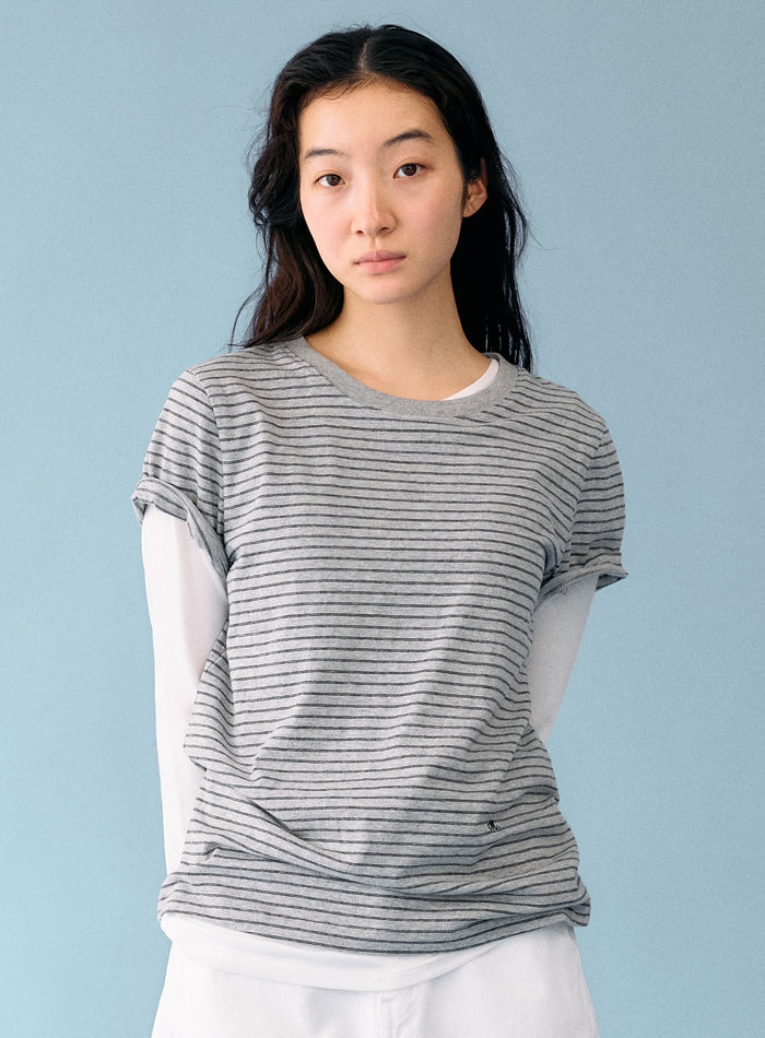 Mango Maniplease Origin Tee Grey Stripe