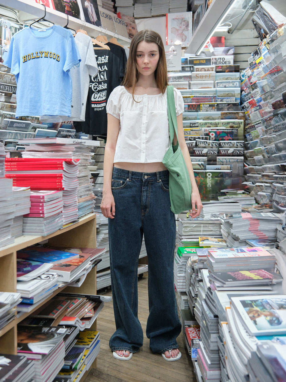 Low Classic Cotton Button-Up Shirring Blouse Off White