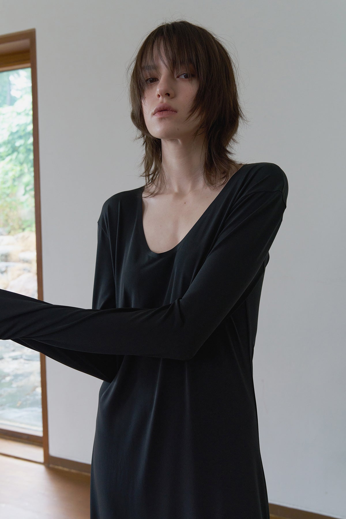 Overdueflair Flexible Long Sleeve Maxi Dress Charcoal