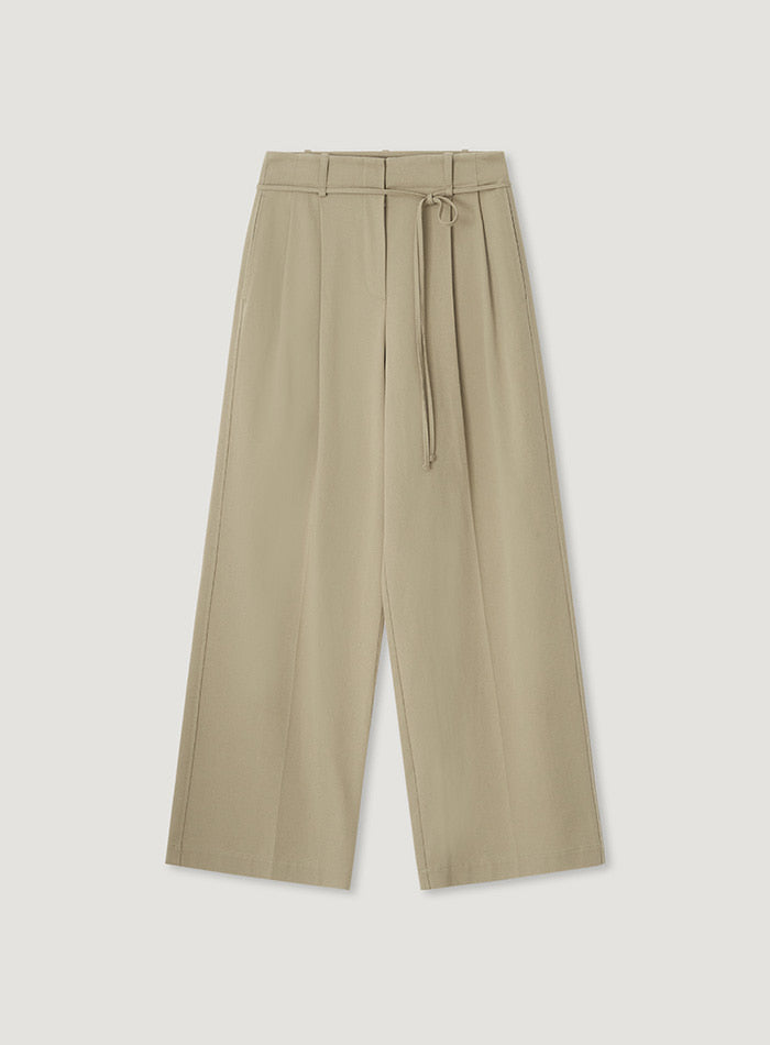 Mango Maniplease Bian Wide Tuck Pants Beige