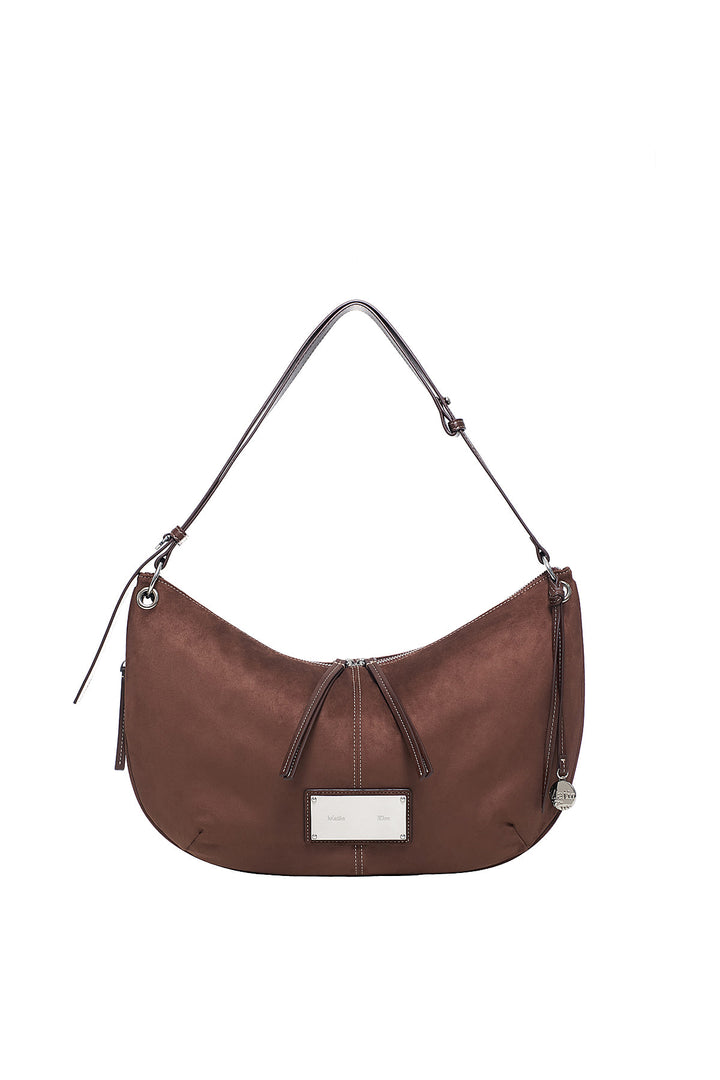 Matinkim Suede Round Hobo Bag IN Brown