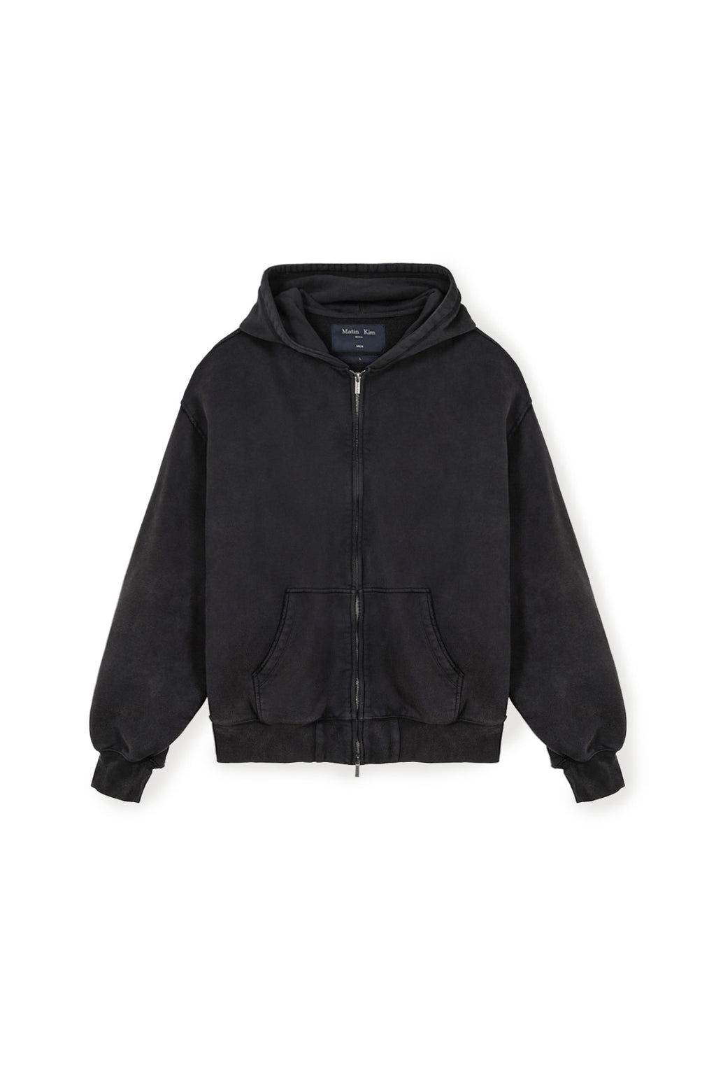 Matinkim Back Logo Washed Hoody Zip UP For Men IN Charcoal