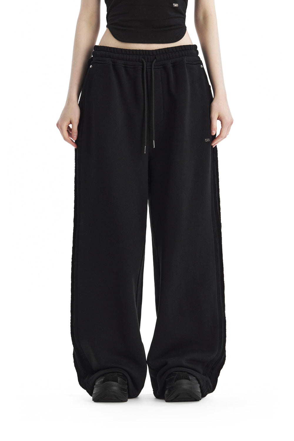 Treemingbird Tmb Raw Cut Sweat Set-Up Pants Black