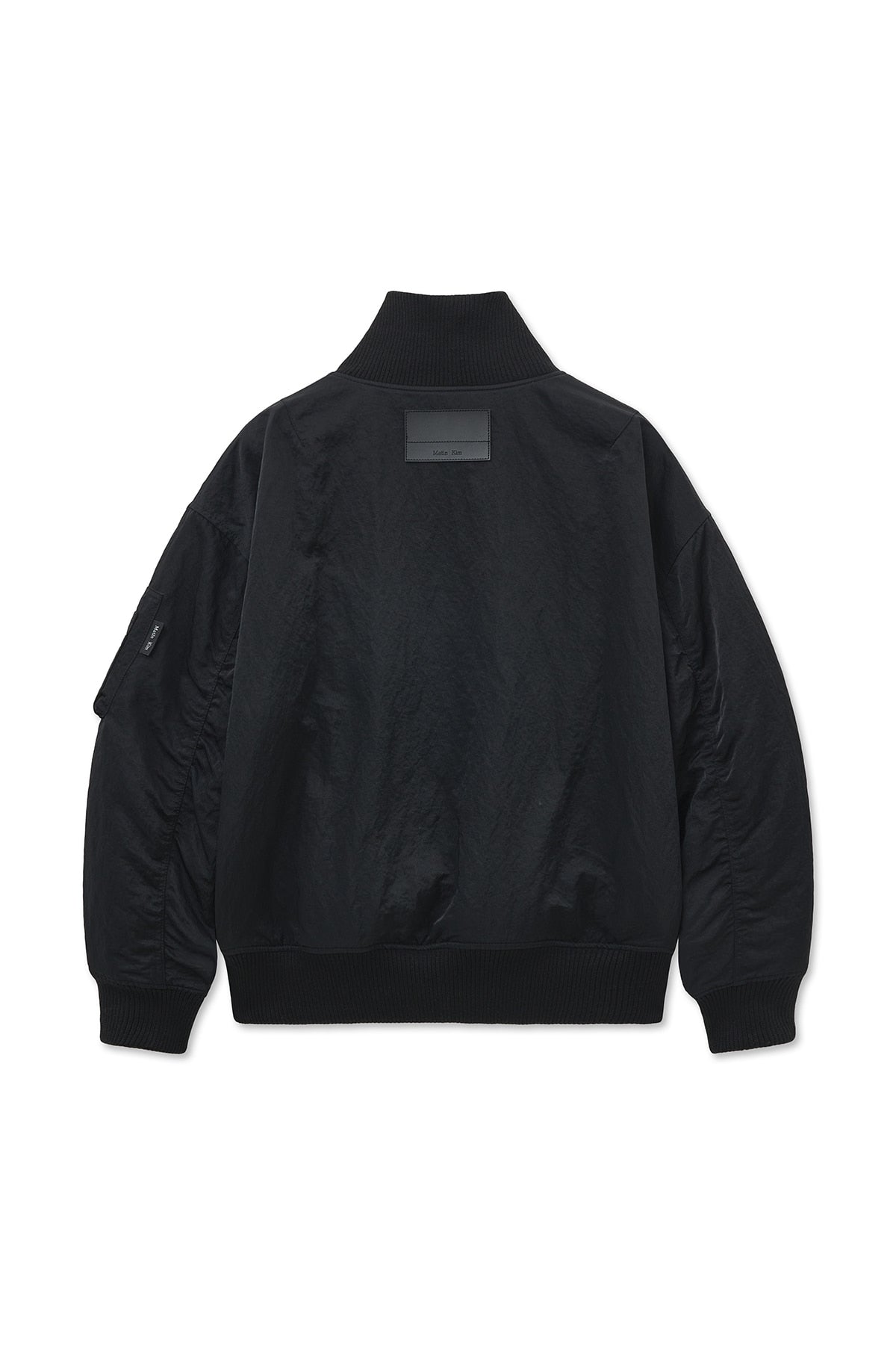[matinkim] HIGH NECK BUTTON POINT ZIP UP JUMPER IN BLACK