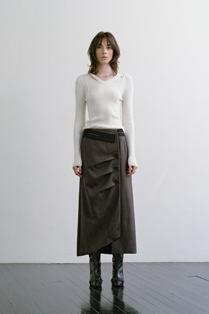 Treemingbird Back Slit Knit Pullover Ivory