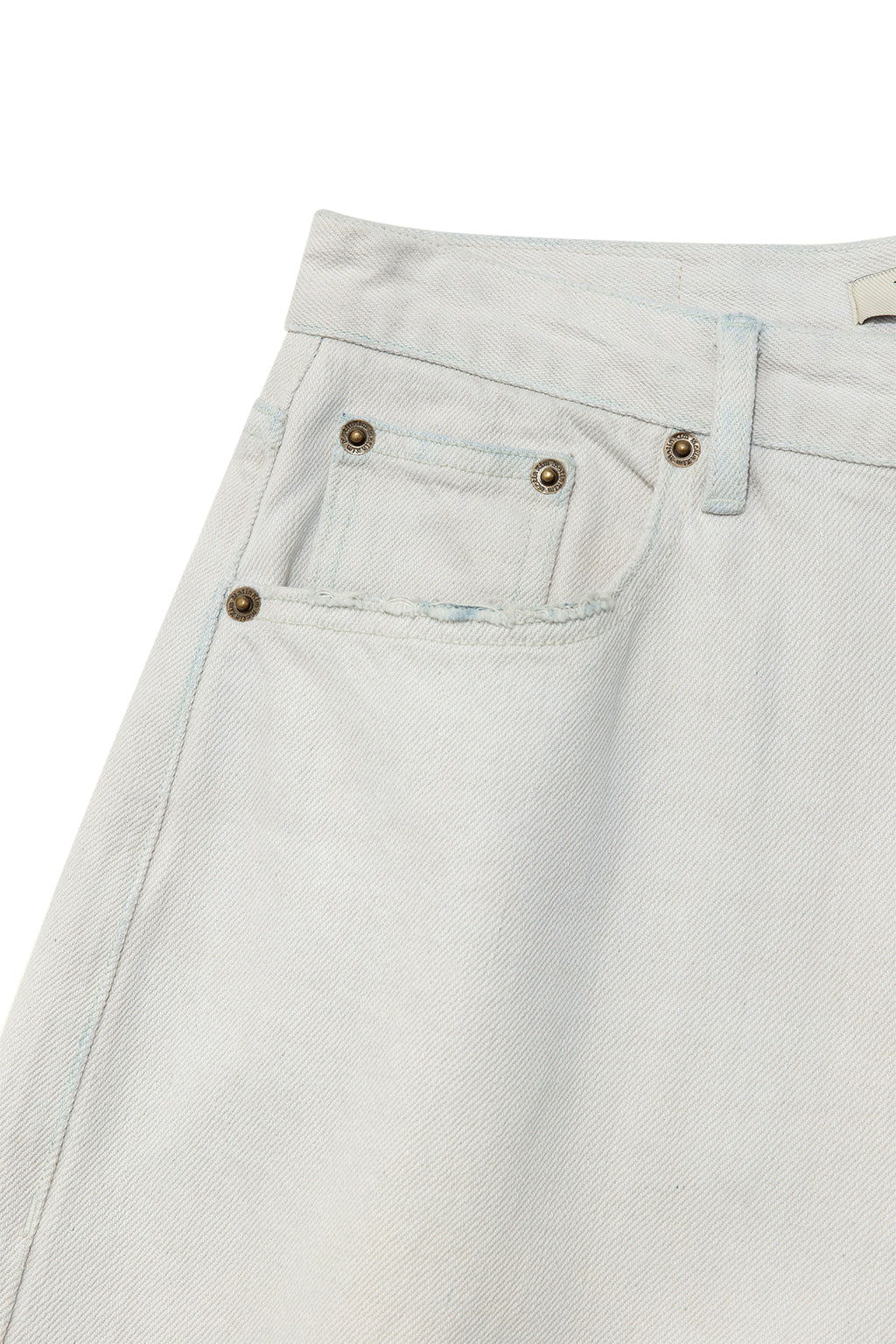 Matinkim Damage Point Washed Wide Denim Pants IN Light Grey