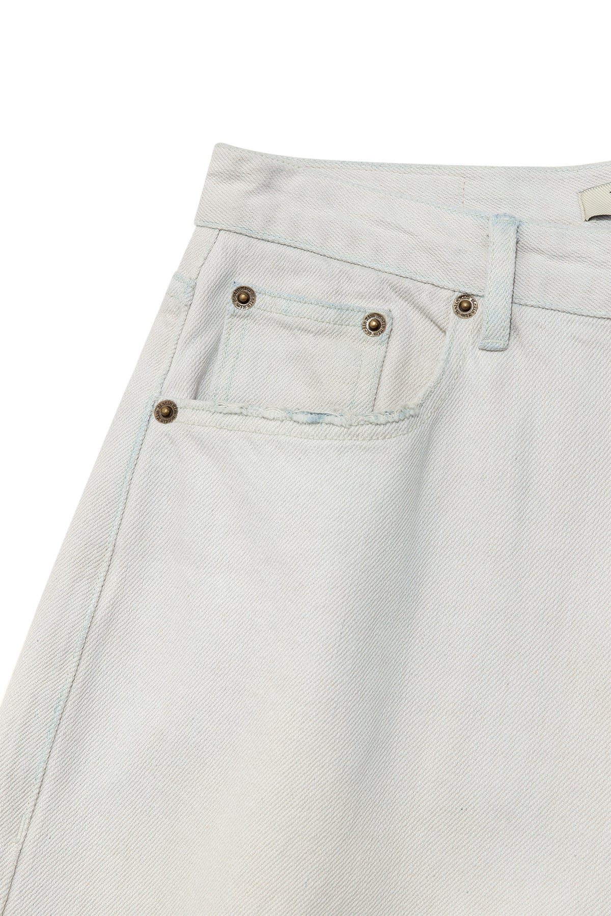 Matinkim Damage Point Washed Wide Denim Pants IN Light Grey