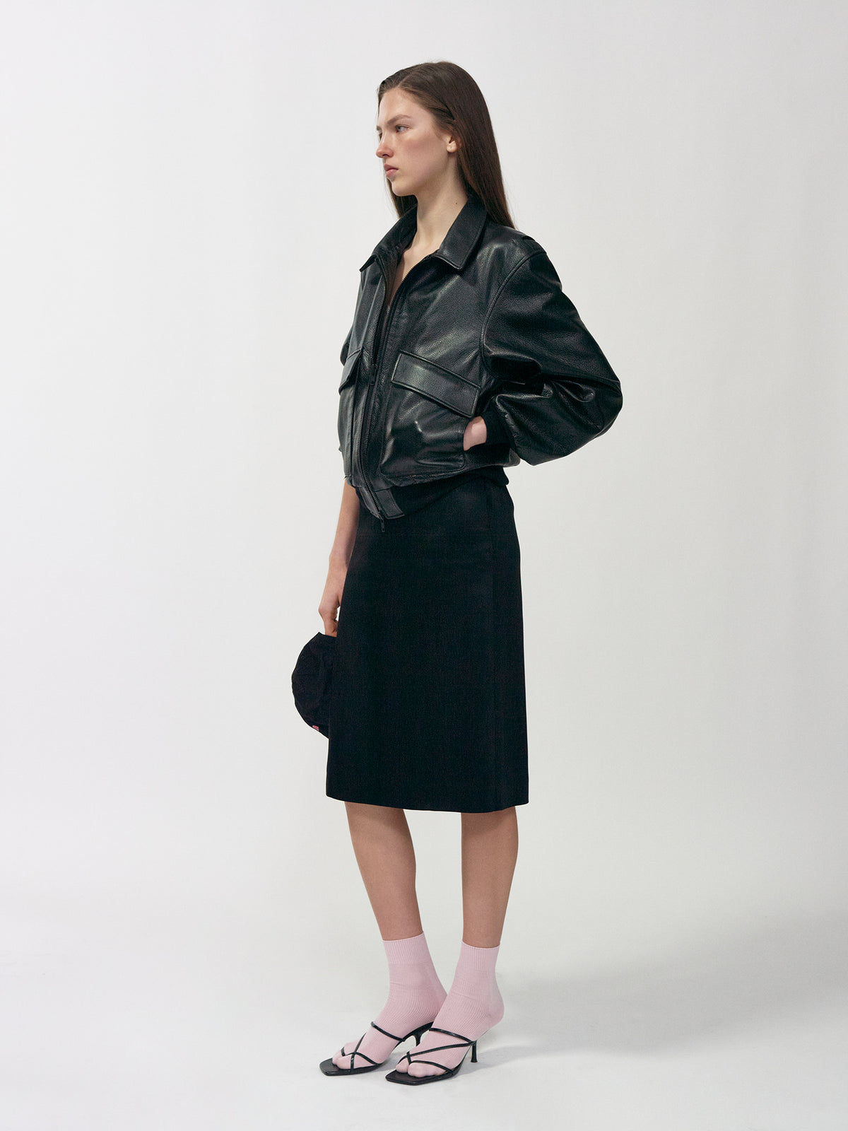 Nothing Written Classic leather flight jacket (Black)