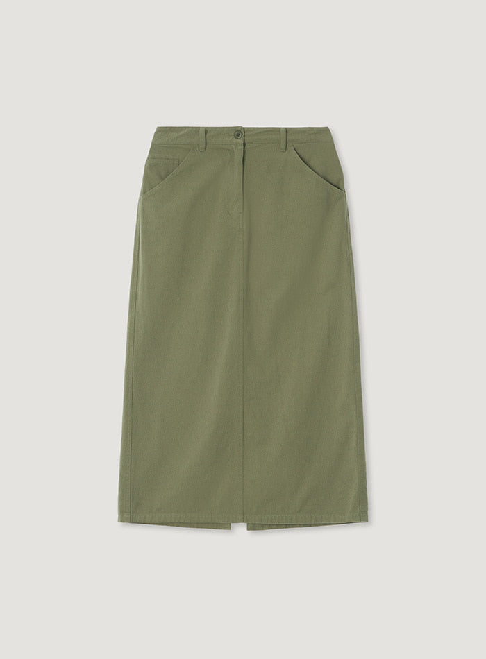 Mango Maniplease Hem Washed Skirt Khaki